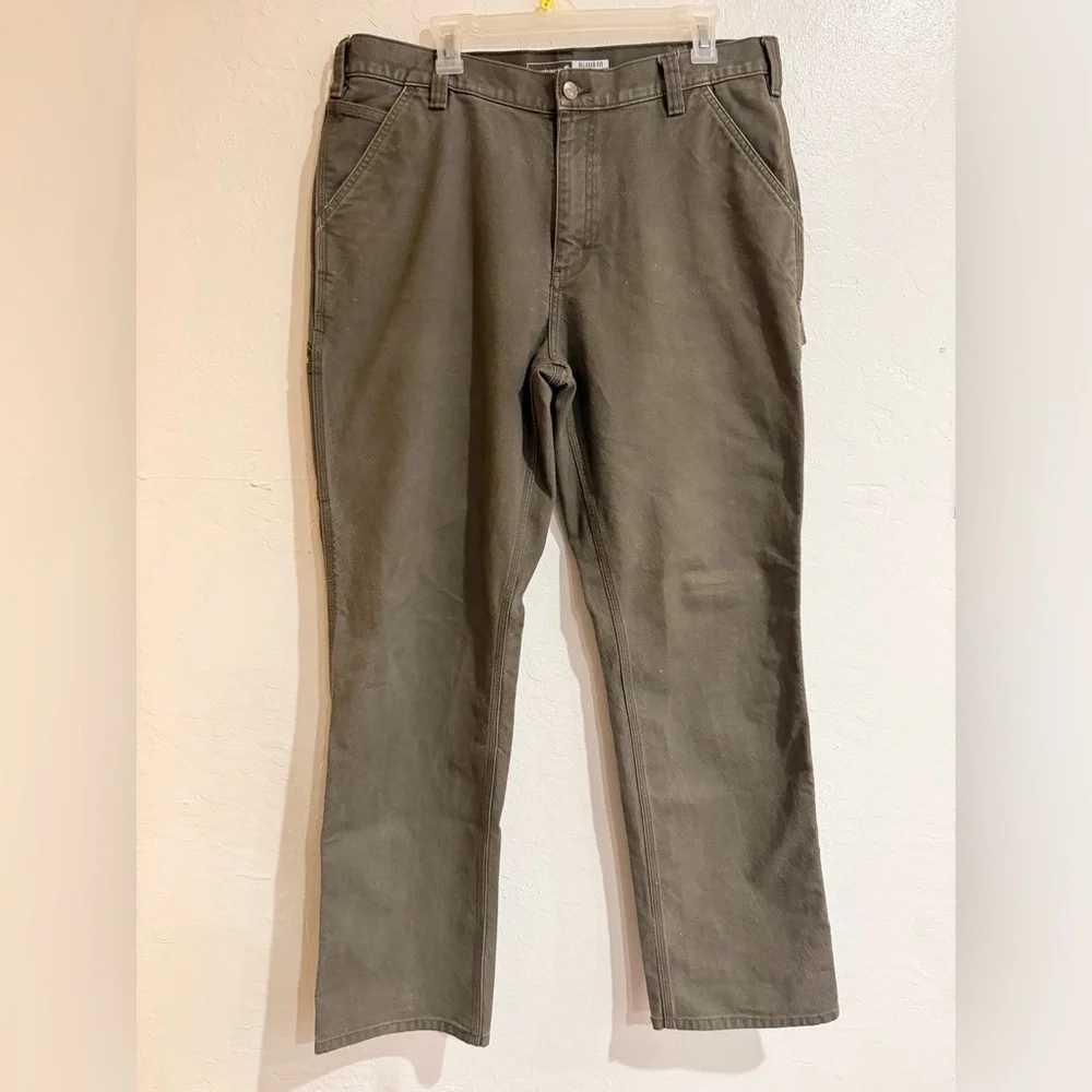 Carhartt Olive Green Casual Utility Pants Relaxed Fit size 36 x 34